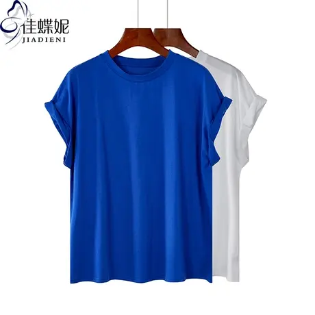 夏季新款韩版圆领纯棉纯色休闲中长款简约坎肩短袖体恤上衣女装商品大图