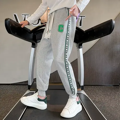 休闲卫裤条纹秋季新款宽松束脚运动裤2023潮男ins哈伦九分男裤商品大图