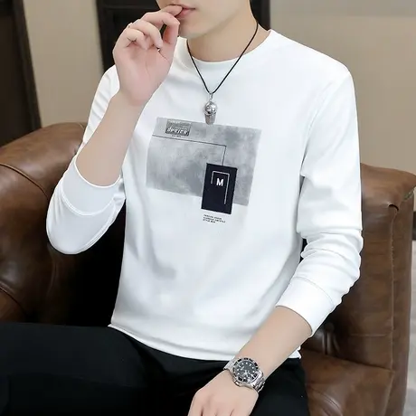 长袖T恤男2023新款潮流圆领春装上衣服打底衫卫衣潮牌春秋季体恤商品大图