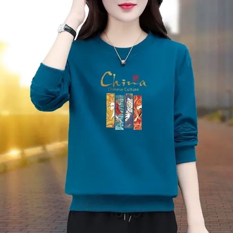 恋上17号圆领薄款卫衣女春秋2023春季新款爆款时尚洋气中年妈妈打商品大图