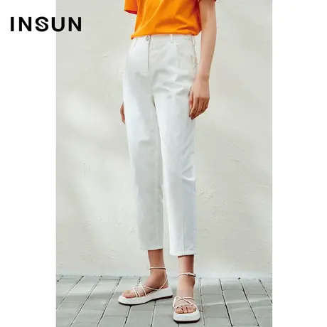 INSUN恩裳线上专选夏季挺括全棉仿牛仔直筒裤图片
