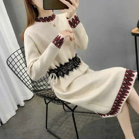 女士中长款配大衣法式连衣裙过膝春装2023年新款爆款洋气打底内搭图片