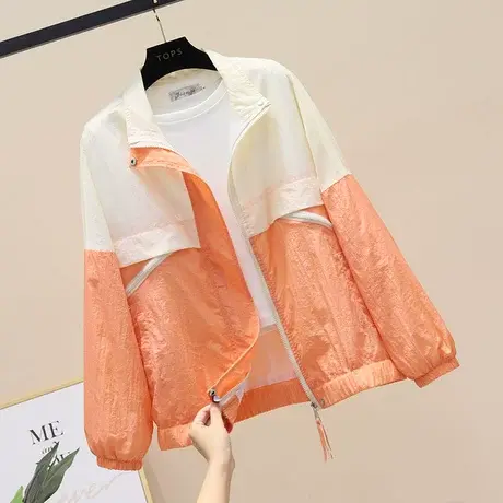 橘色休闲外套女宽松韩版短款ins潮薄款上衣春装2023年新款欧洲站商品大图