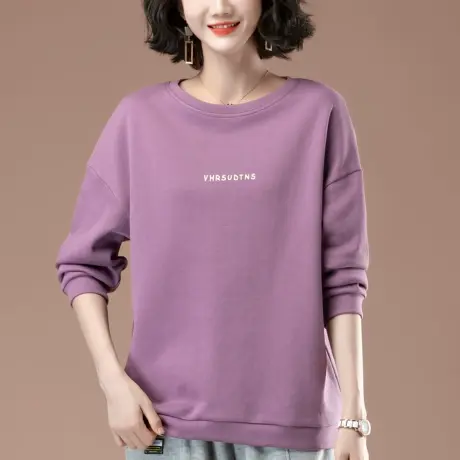 卫衣女春秋薄款加肥加大码女装宽松中年妈妈休闲百搭无帽显瘦上衣商品大图