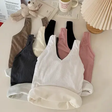 保暖背心女士无痕内穿加厚加绒纯棉打底衫秋冬款上衣内搭吊带内衣商品大图