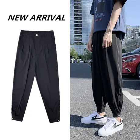 男士裤子夏季薄款冰丝休闲裤春秋九分裤潮流百搭韩版宽松束脚男裤商品大图