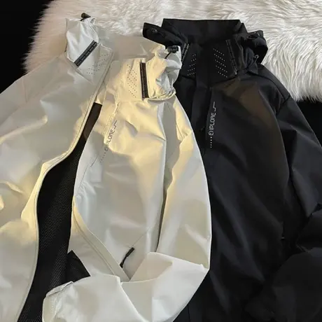 奥莱夹克男士冲锋衣春秋季户外百搭登山服三合一内胆外套男女款商品大图