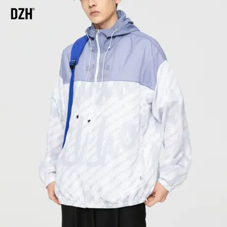 男士满印外套男夏季薄款连帽户外运动休闲上衣2023新款情侣款夹克商品大图