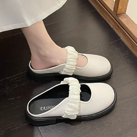 女士拖鞋2023年新款女夏季百搭包头半拖ins潮平底外出防滑凉拖鞋图片