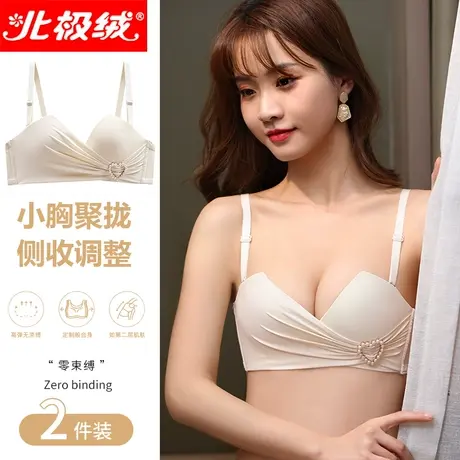 北极绒内衣女小胸聚拢收副乳调整型无钢圈上托防下垂少女纯欲文胸商品大图