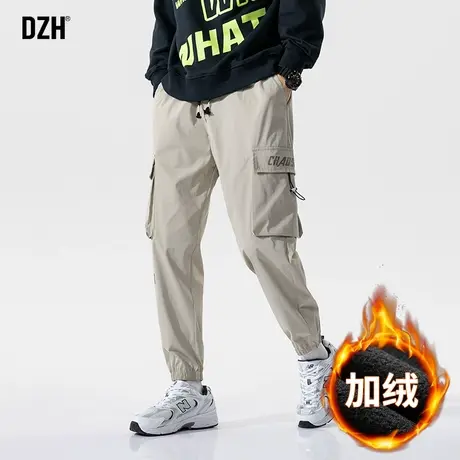 男士加绒工装裤男冬季男裤加厚裤子男款束脚2024新款加绒裤休闲裤商品大图