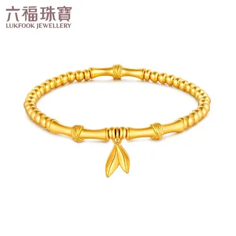 六福珠宝竹节黄金手链女款金珠手串足金福满传家送礼计价004629BA图片