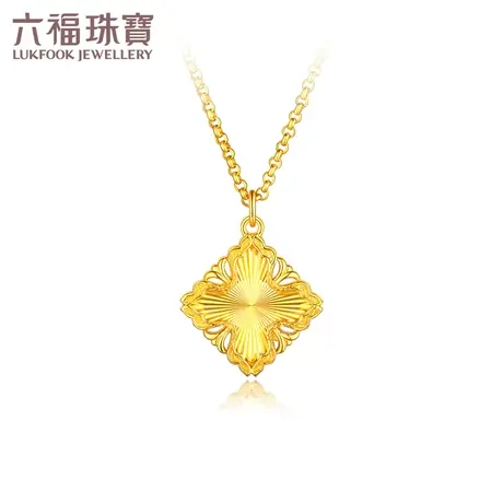 六福珠宝光影金几何菱感黄金项链女款5G足金吊坠套链计价013783NA图片