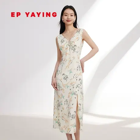 EP YAYING雅莹国风 真丝印花V领吊带连衣裙 2024春装新款4117A图片