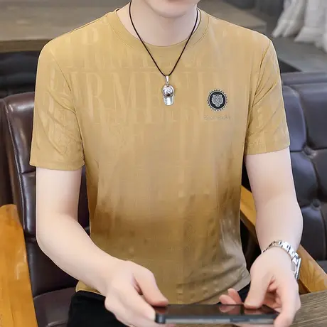 港士博冰丝短袖T恤男士薄款夏季宽松休闲速干上衣男装运动体恤ins商品大图