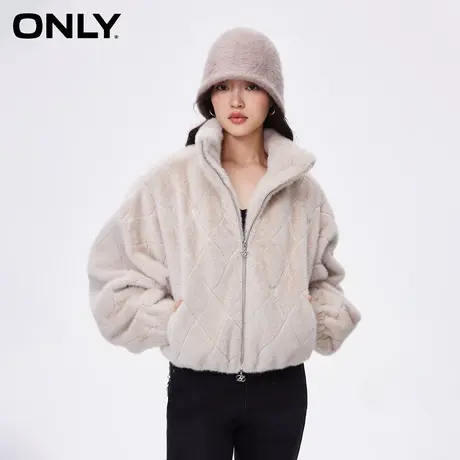 ONLY2024春季新款简约休闲宽松立体压纹毛绒短外套女|124122010商品大图