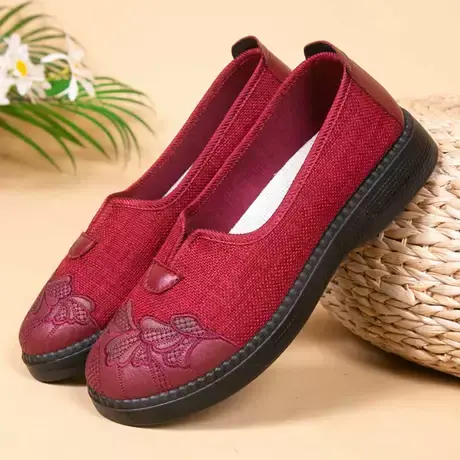 老北京布鞋女春季老年人奶奶平底鞋舒适老太太单鞋防滑软底老人鞋图片