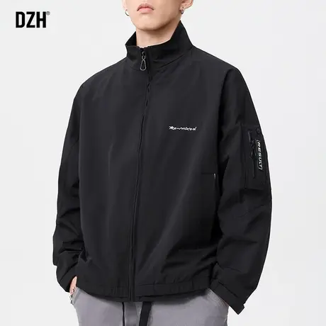 黑色立领夹克男士春季2024年新款飞行服休闲运动外套美式上衣男款商品大图