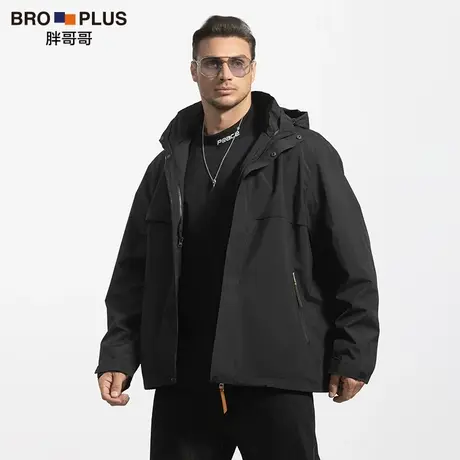 胖哥哥大码外套男宽松潮流迷彩连帽夹克加肥加大胖子肥佬男装秋季图片