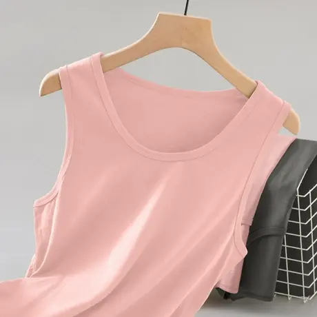 2023新款纯棉背心男士夏季纯色粉色无袖t恤运动坎肩吊带健身跨栏商品大图