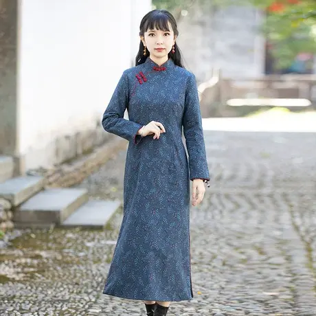 筠雅改良旗袍秋冬女2022年新款加厚保暖气质减龄盘扣复古中式外套图片