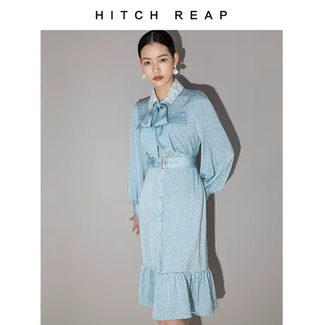 希区高端赫本风连衣裙春季2023年新款女装法式灯笼袖气质波点裙子图片