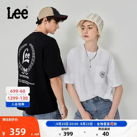 Lee商场同款23秋冬新品舒适徽标印花男女同款短袖T恤LUT0066803RX商品大图