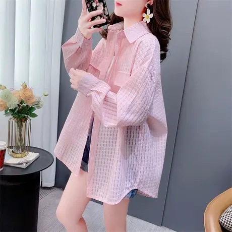 糖果色大码防晒衬衫女薄款2023夏季新款宽松设计感长袖休闲外套潮商品大图