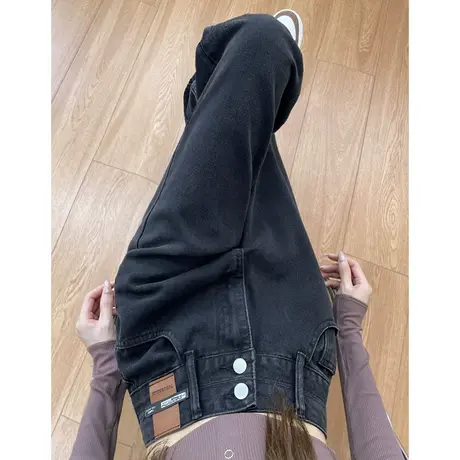 黑色牛仔裤女直筒2023年新款显瘦高腰美式高街拖地阔腿裤子女宽松图片