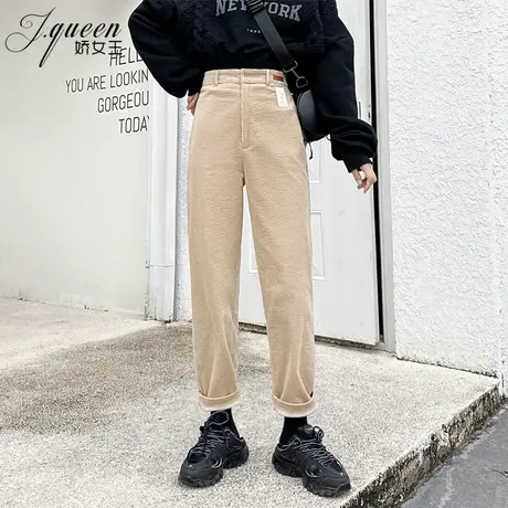灯芯绒哈伦裤女高腰冬季新款百搭宽松休闲烟管裤复古条绒老爹裤子商品大图