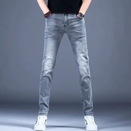 2023男士新款春夏牛仔裤子时尚精致刺绣欧版小脚裤男潮牌修身百搭商品大图