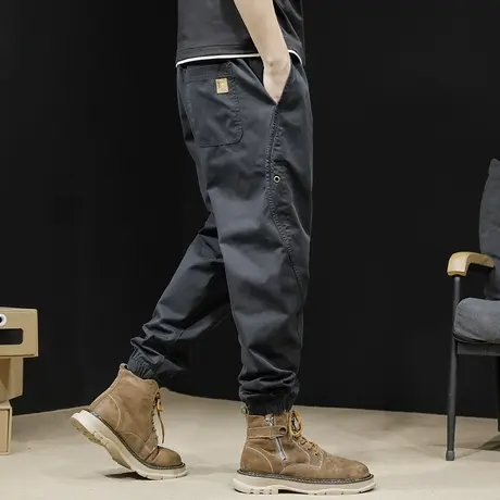 休闲工装裤男潮牌男款拼接哈伦男裤工装裤子男士大码秋季2023新款商品大图