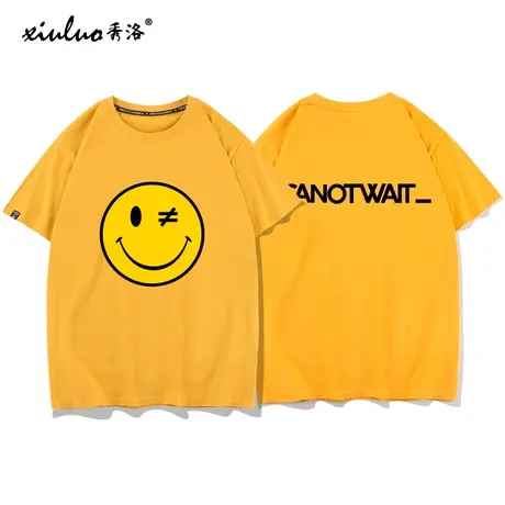 秀洛明星周边陈伟霆香港潮牌canotwait短袖T恤男女笑脸半袖商品大图