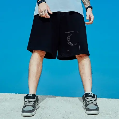 国潮中国风男裤胖子纯棉大码宽松加肥加大潮牌运动五分裤情侣短裤图片