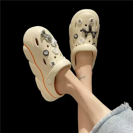 厚底洞洞鞋女夏季时尚外穿踩屎感防滑包头沙滩软底可爱卡通凉拖鞋商品大图