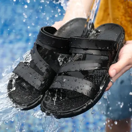夏季雨鞋男款时尚钓鱼鞋厨房防滑鞋胶鞋轻便水鞋沙滩洞洞鞋防水鞋商品大图