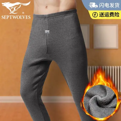 七匹狼男士保暖裤棉裤男加厚加绒裤宽松高腰秋裤薄绒中老年秋冬季商品大图
