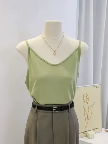 夏季吊带背心女西装内搭打底衫外穿性感露肩美背无袖V领薄款上衣图片