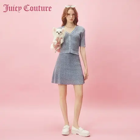 Juicy Couture橘滋2024新款披星戴月金属牌肌理感针织半截裙图片