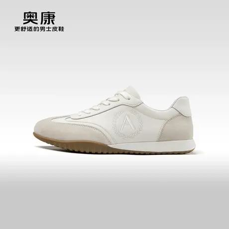 Aokang奥康冬季新款时尚潮流磨砂舒适德训鞋系带透气单鞋商品大图