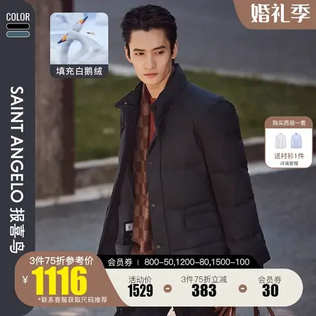 报喜鸟2023秋季新款男士商务休闲立领蓬松羽绒服白鹅绒保暖外套男图片