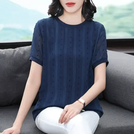 雪纺衫女2023年新款夏装大码女装胖妹妹mm显瘦宽松上衣短袖t恤女商品大图