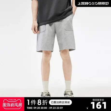 GXG23年夏新品多色个性明线绣花纯棉宽松直筒情侣五分裤男短裤图片