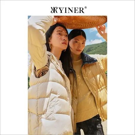 YINER音儿专柜女装2022冬季新款无袖保暖加厚鹅绒马甲羽绒服商品大图