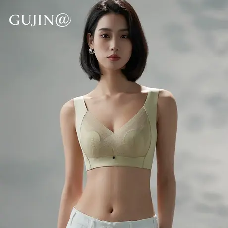古今@内衣女夏天薄款乳胶无钢圈蕾丝性感胸罩兔耳朵大胸显小文胸图片