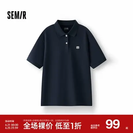 [商场同款]森马POLO衫女宽松潮流简约2025夏季新款刺绣套头衫百搭商品大图
