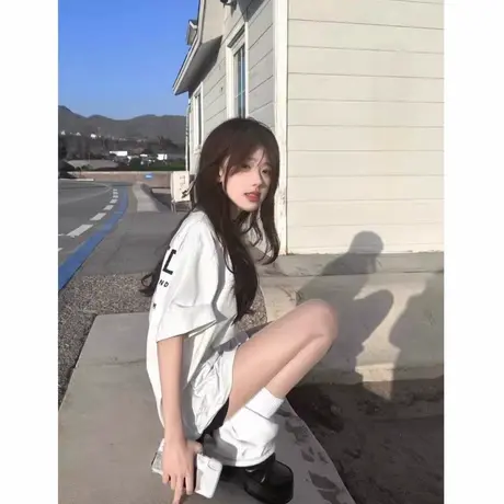 美式复古重磅纯棉白色短袖t恤女潮牌夏季oversize情侣装半袖上衣图片