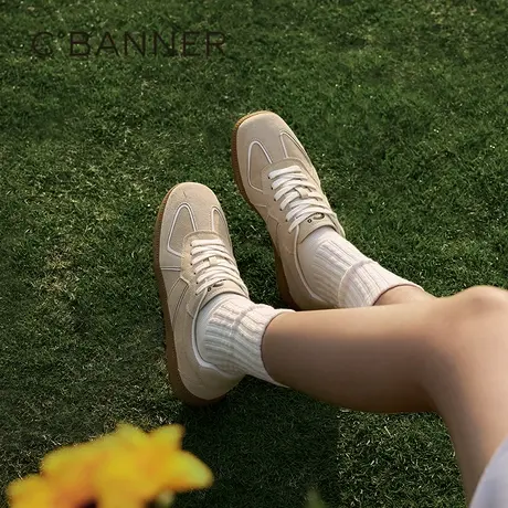 千百度复古厚底德训鞋女款秋季新款增高休闲板鞋舒适运动鞋商品大图