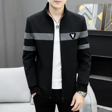 男休闲外套痞帅春秋季男装上衣2023新款潮牌春装衣服潮流褂子夹克商品大图