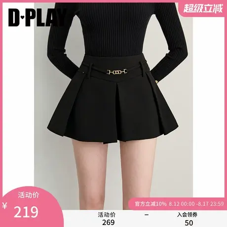 DPLAY2025年秋季新款黑色半身裙女时尚短款裙子裙裤气质短裙裤裙图片